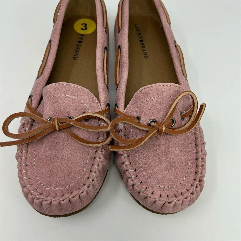 Lucky Brand Girls Moccasin Loafer Flats Pink Blush Slip On Bow Size 3M
